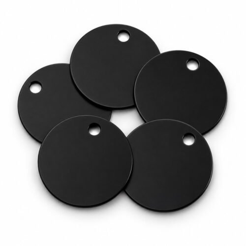 Placa círculo negro de aluminio negra - Perros Chidos