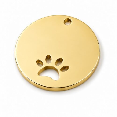 Placa círculo con huella dorada - Perros Chidos