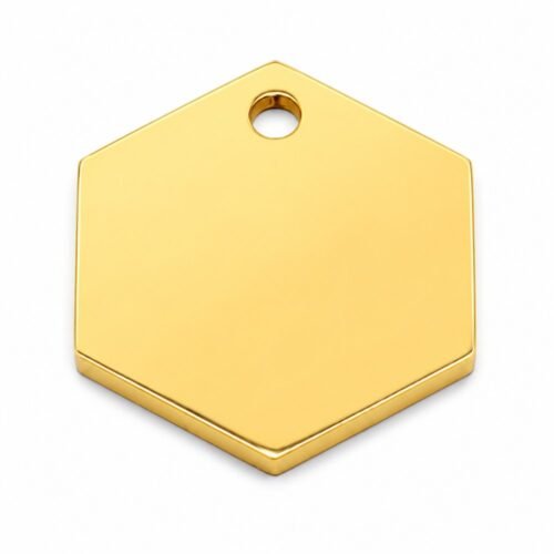 Placa hexágono dorada - Perros Chidos